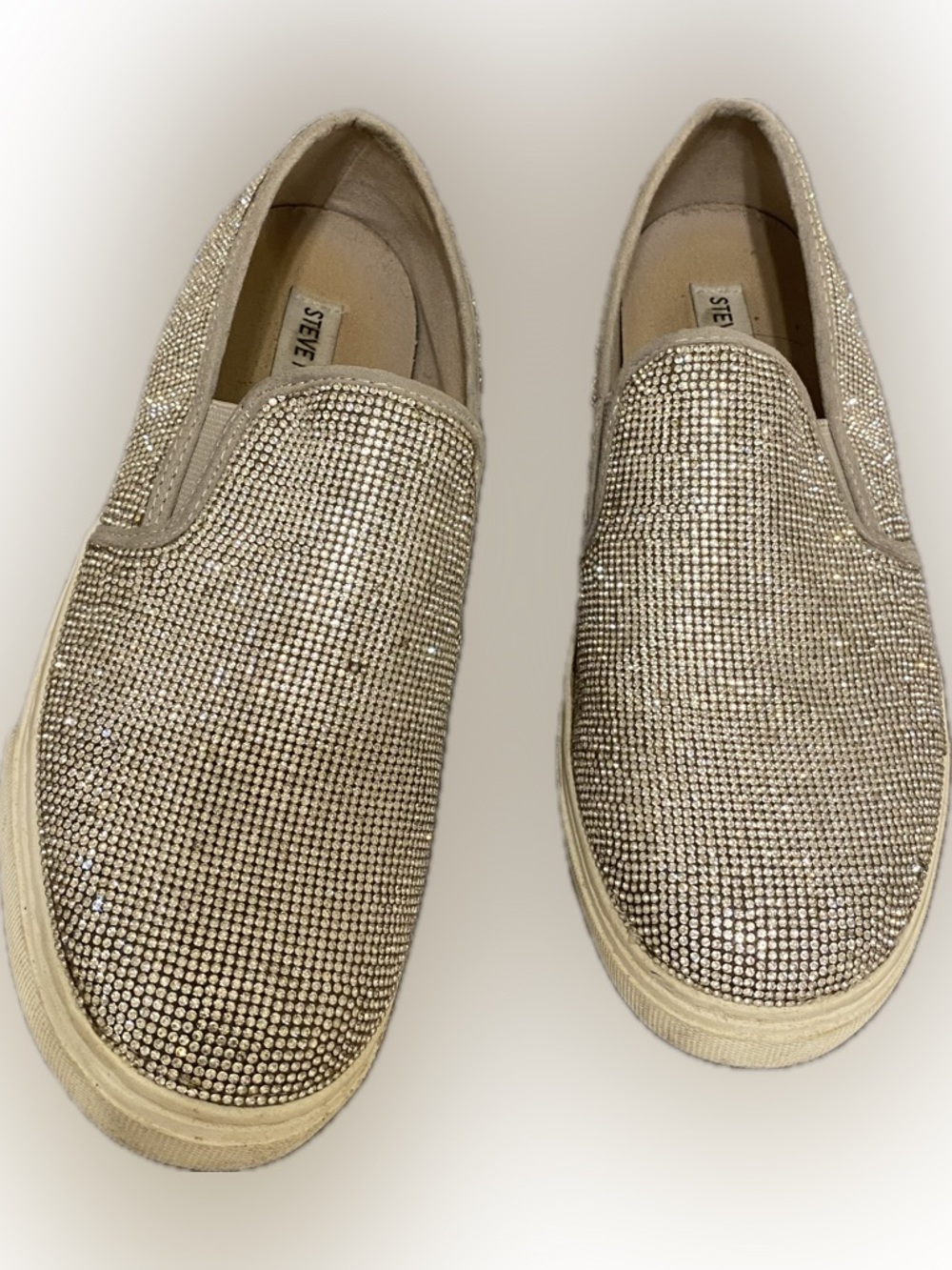 Sale!! Steve Madden Sparkling Silver Slip-On Sneakers